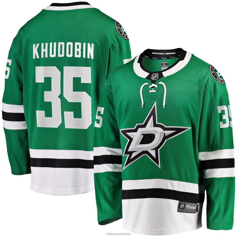 NHL Men Dallas Stars Anton Khudobin Fanatics Branded Kelly Green Home Premier Breakaway Player Jersey D002V332 Clothing