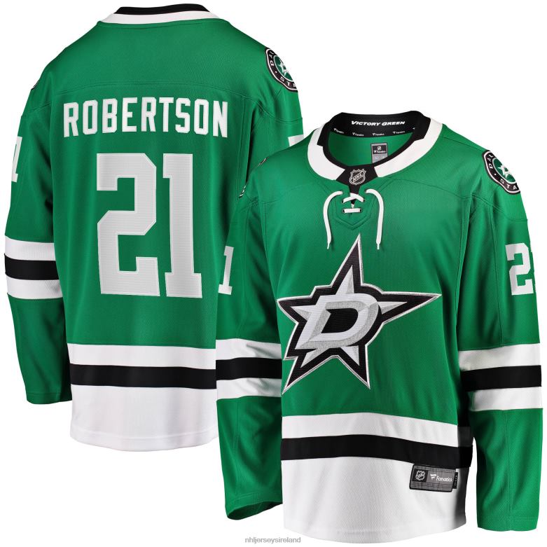 NHL Men Dallas Stars Jason Robertson Fanatics Branded Kelly Green 2017/18 Home Breakaway Replica Jersey D002V178 Clothing