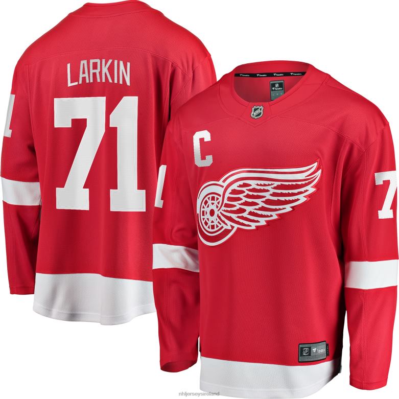 NHL Men Detroit Red Wings Dylan Larkin Fanatics Branded Red Home Captain Premier Breakaway Player Jersey D002V156 Clothing