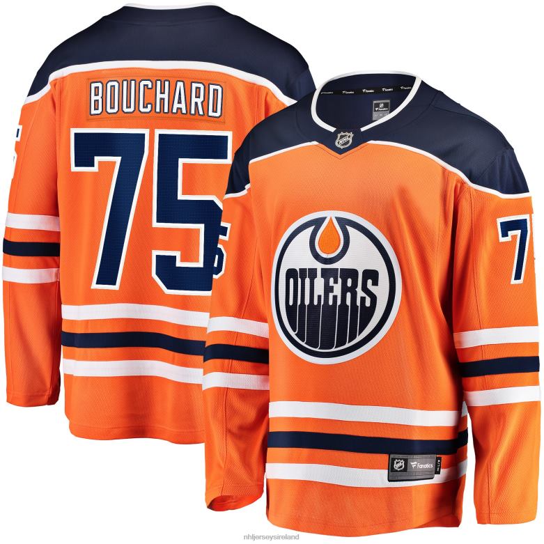 NHL Men Edmonton Oilers Evan Bouchard Fanatics Branded Orange Home Breakaway Player Jersey D002V2029 Clothing