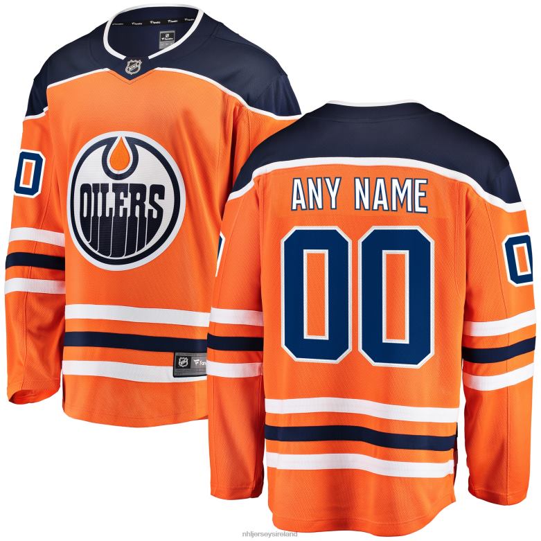 NHL Men Edmonton Oilers Fanatics Branded Orange Home Breakaway Custom Jersey D002V1094 Clothing