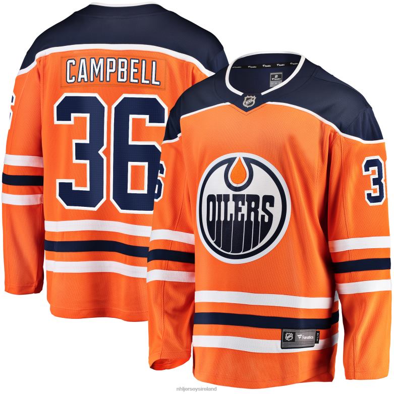 NHL Men Edmonton Oilers Jack Campbell Fanatics Branded Orange Home Breakaway Player Jersey D002V1901 Clothing