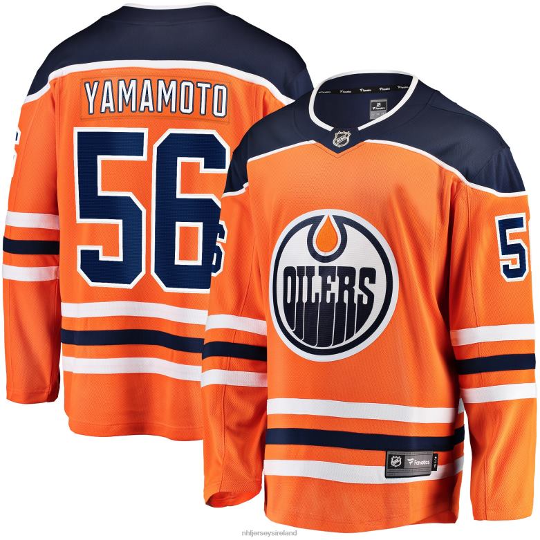 NHL Men Edmonton Oilers Kailer Yamamoto Fanatics Branded Orange Home Breakaway Player Jersey D002V1466 Clothing