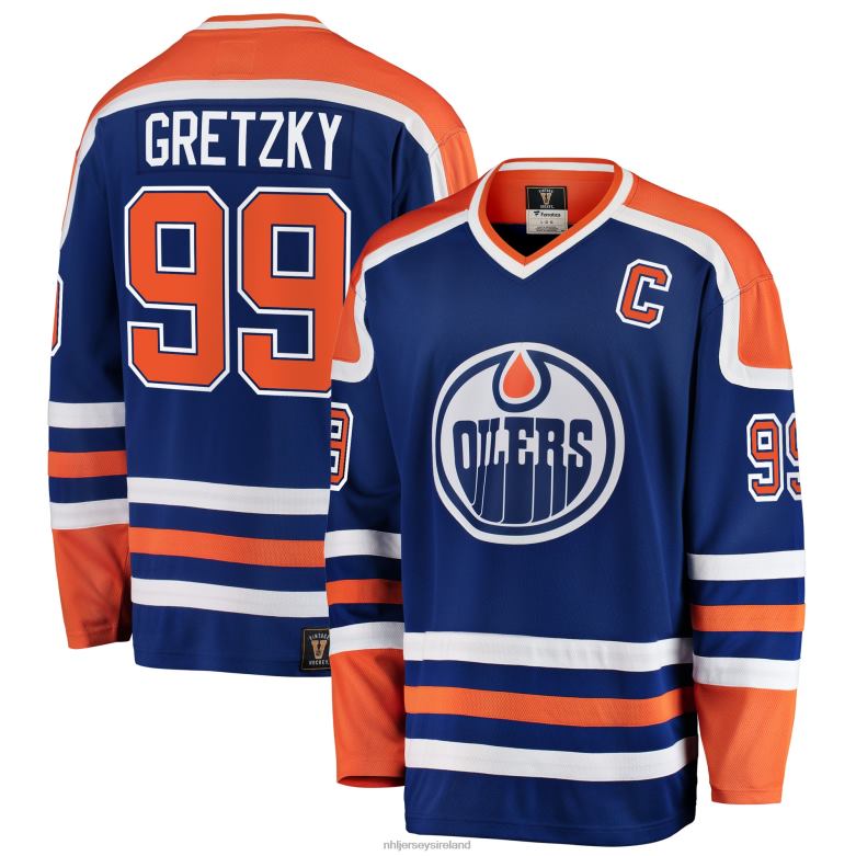NHL Men Edmonton Oilers Wayne Gretzky Fanatics Branded Blue Premier Breakaway Retired Player Jersey D002V2 Clothing