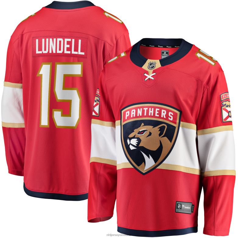 NHL Men Florida Panthers Anton Lundell Fanatics Branded Red Home Breakaway Player Jersey D002V1993 Clothing