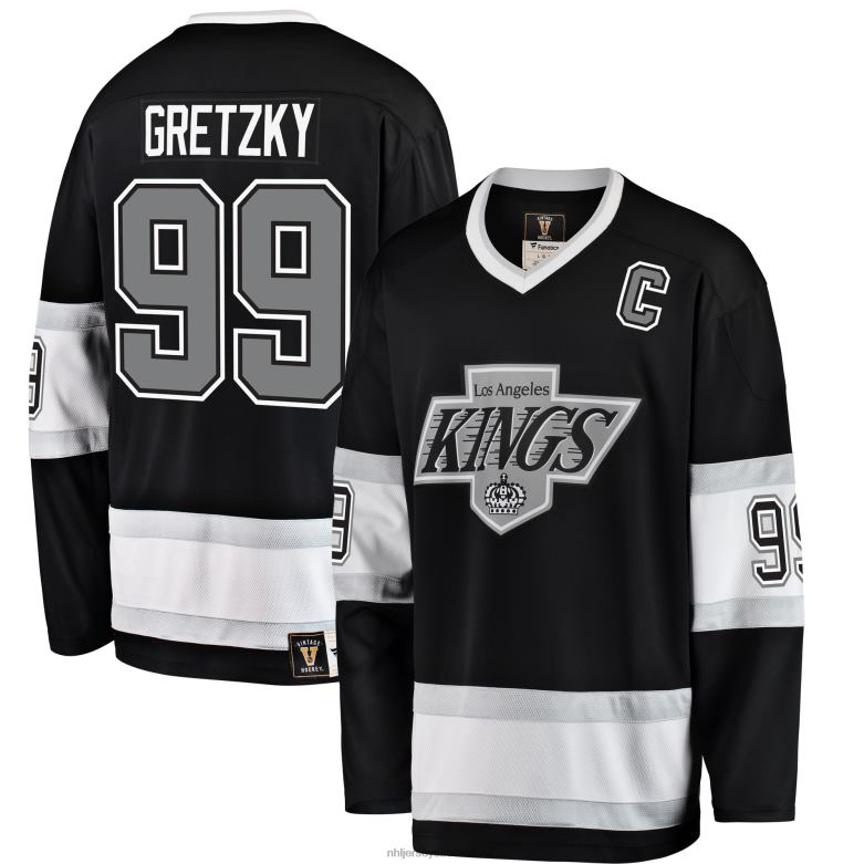 NHL Men Los Angeles Kings Wayne Gretzky Fanatics Branded Black Premier Breakaway Retired Player Jersey D002V42 Clothing
