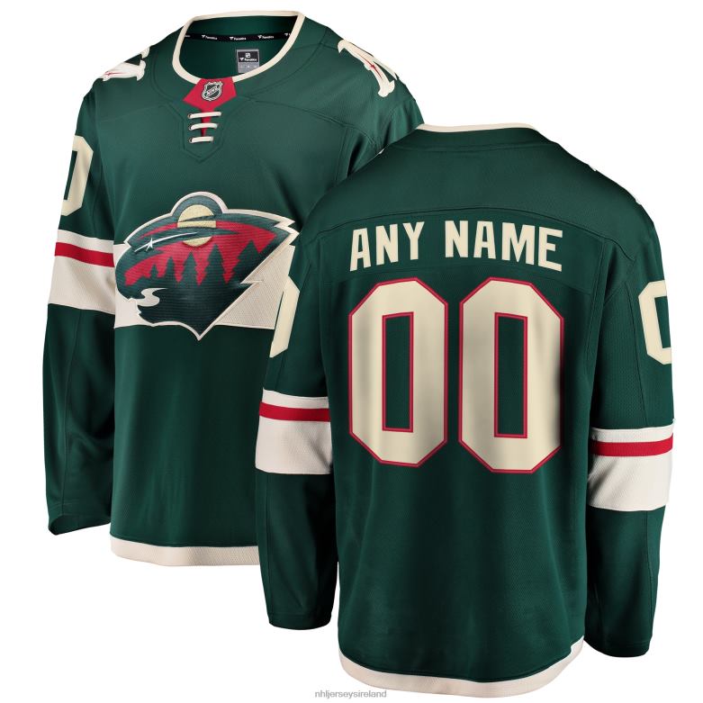 NHL Men Minnesota Wild Fanatics Branded Green Home Breakaway Custom Jersey D002V122 Clothing