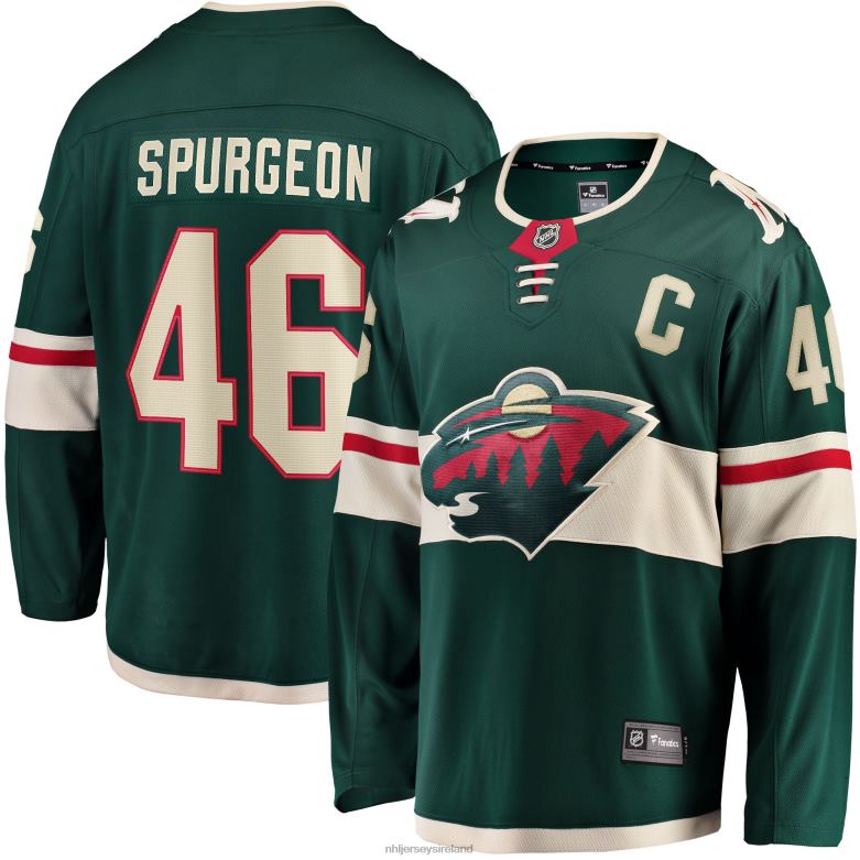 NHL Men Minnesota Wild Jared Spurgeon Green Home Breakaway Player Jersey D002V2256 Clothing