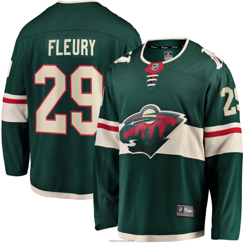 NHL Men Minnesota Wild Marc-Andre Fleury Fanatics Branded Green Home Premier Breakaway Player Jersey D002V37 Clothing