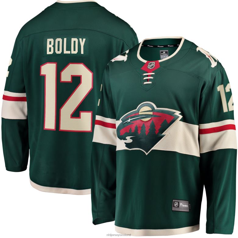 NHL Men Minnesota Wild Matthew Boldy Fanatics Branded Green Home Breakaway Player Jersey D002V86 Clothing
