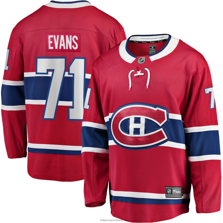 NHL Men Montreal Canadiens Jake Evans Fanatics Branded Red Home Breakaway Player Jersey D002V1828 Clothing