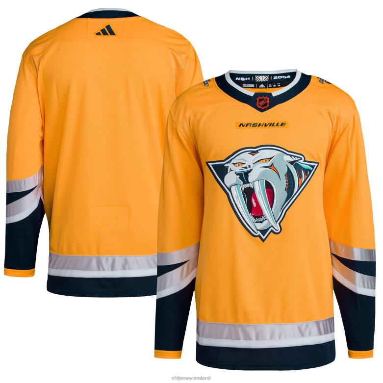 NHL Men Nashville Predators Adidas Yellow Reverse Retro 2.0 Authentic Blank Jersey D002V2412 Clothing