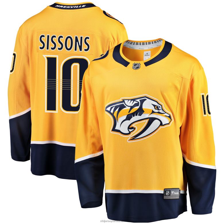NHL Men Nashville Predators Colton Sissons Fanatics Branded Gold Breakaway Player Jersey D002V1581 Clothing
