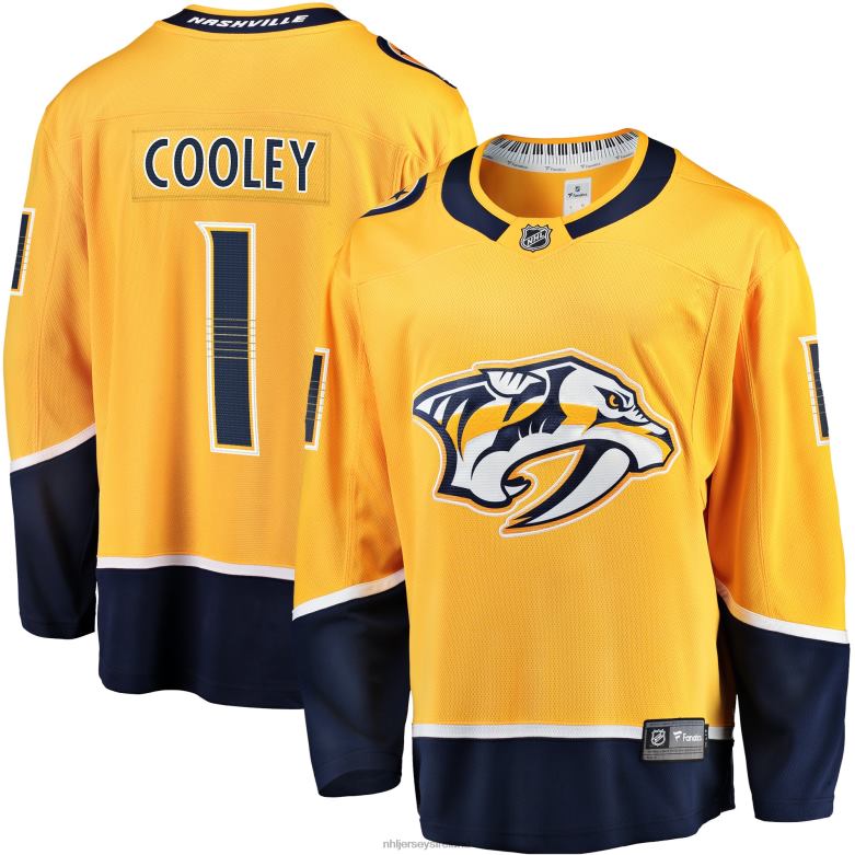 NHL Men Nashville Predators Devin Cooley Fanatics Branded Gold Home Breakaway Player Jersey D002V2354 Clothing