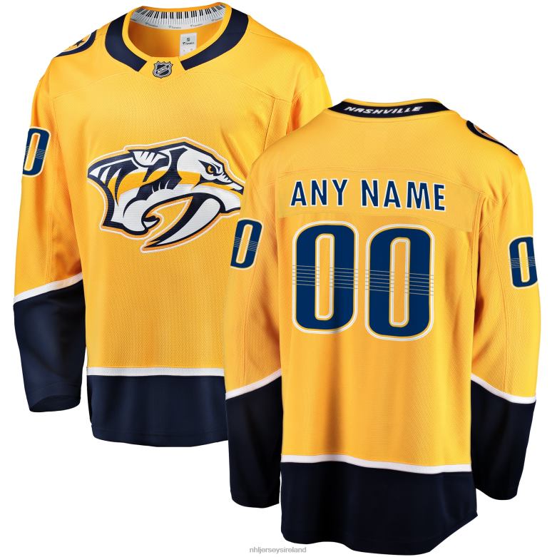 NHL Men Nashville Predators Fanatics Branded Gold Home Breakaway Custom Jersey D002V434 Clothing
