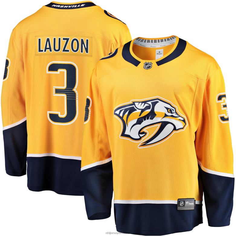 NHL Men Nashville Predators Jeremy Lauzon Fanatics Branded Gold Home Breakaway Player Jersey D002V2407 Clothing