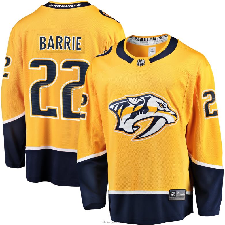 NHL Men Nashville Predators Tyson Barrie Fanatics Branded Gold Home Breakaway Jersey D002V2003 Clothing