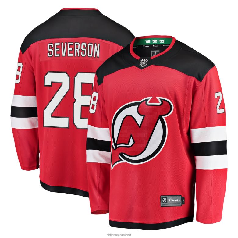 NHL Men New Jersey Devils Damon Severson Fanatics Branded Red Home Breakaway Player Jersey D002V1575 Clothing