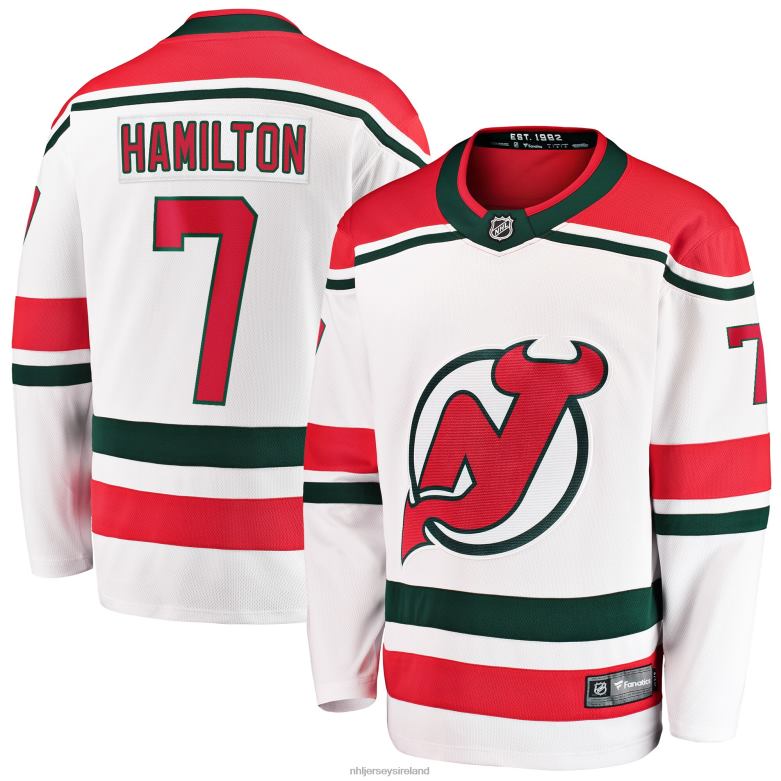 NHL Men New Jersey Devils Dougie Hamilton Fanatics Branded White 2022/23 Heritage Premier Breakaway Jersey D002V651 Clothing