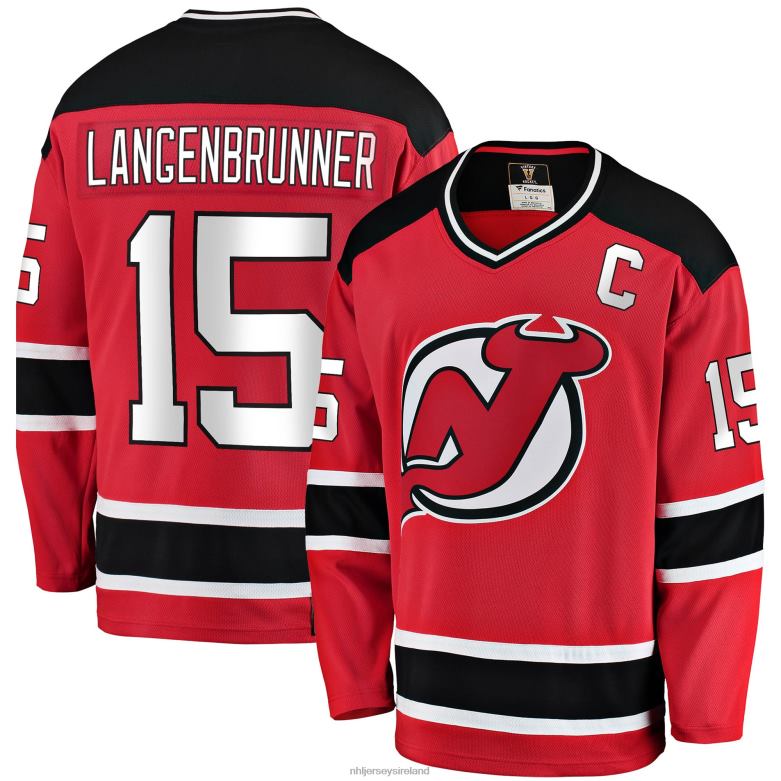 NHL Men New Jersey Devils Jamie Langenbrunner Fanatics Branded Red Premier Breakaway Retired Player Jersey D002V838 Clothing