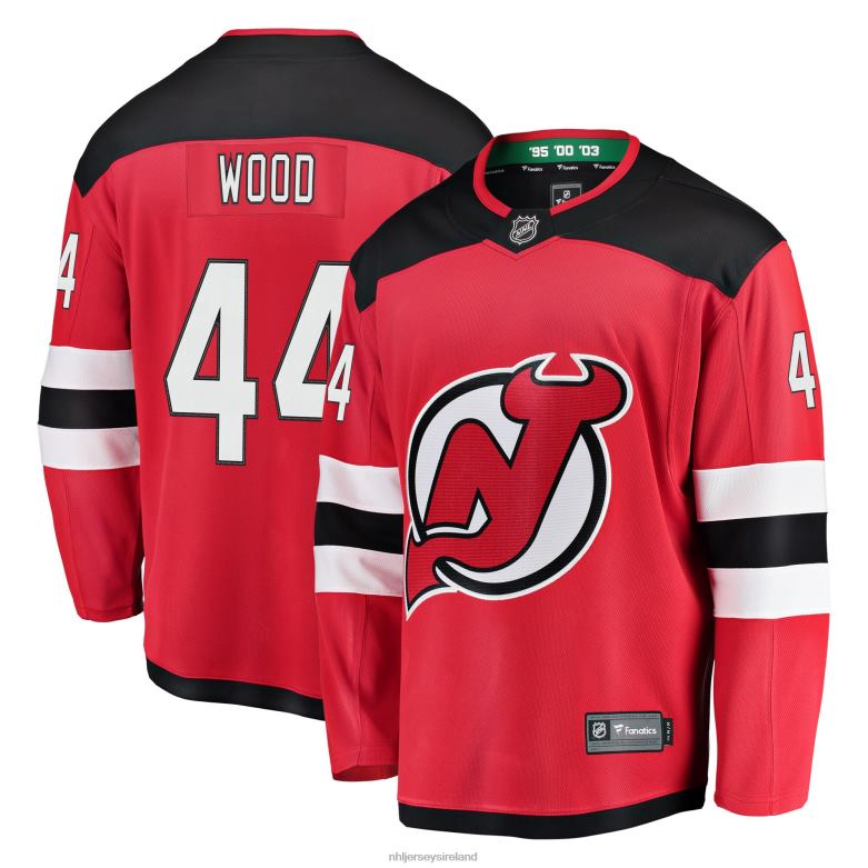 NHL Men New Jersey Devils Miles Wood Fanatics Branded Red Home Breakaway Player Jersey D002V1037 Clothing