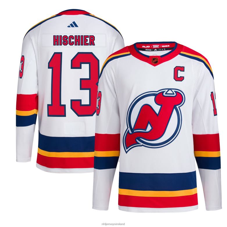 NHL Men New Jersey Devils Nico Hischier Adidas White Reverse Retro 2.0 Authentic Player Jersey D002V1183 Clothing