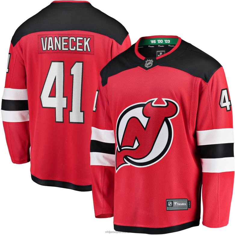 NHL Men New Jersey Devils Vitek Vanecek Fanatics Branded Red Home Breakaway Player Jersey D002V229 Clothing