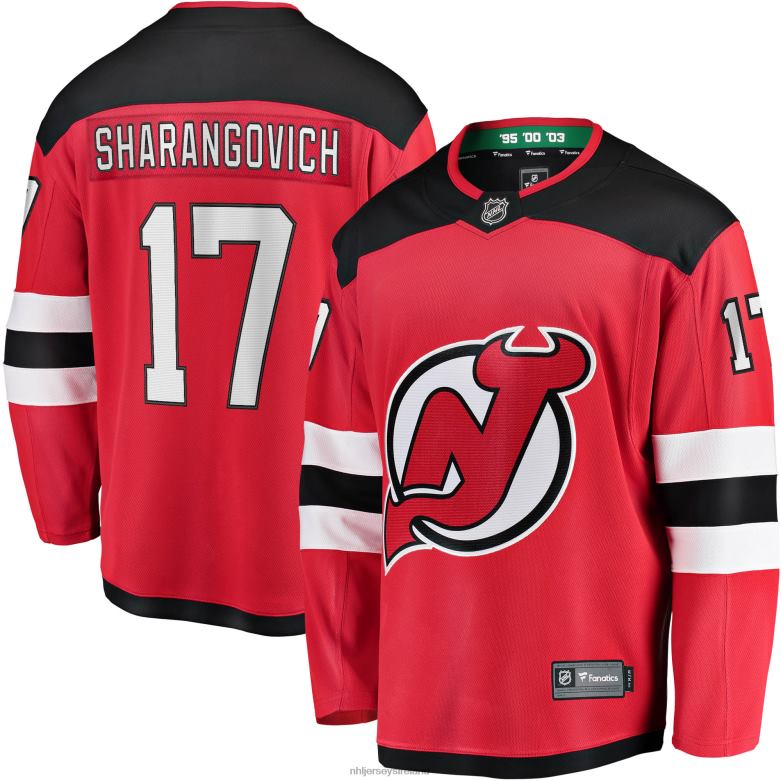 NHL Men New Jersey Devils Yegor Sharangovich Fanatics Branded Red 2017/18 Home Breakaway Replica Jersey D002V1403 Clothing