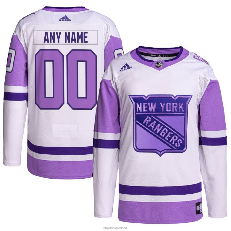 NHL Men New York Rangers Adidas White/Purple Hockey Fights Cancer Primegreen Authentic Custom Jersey D002V2125 Clothing