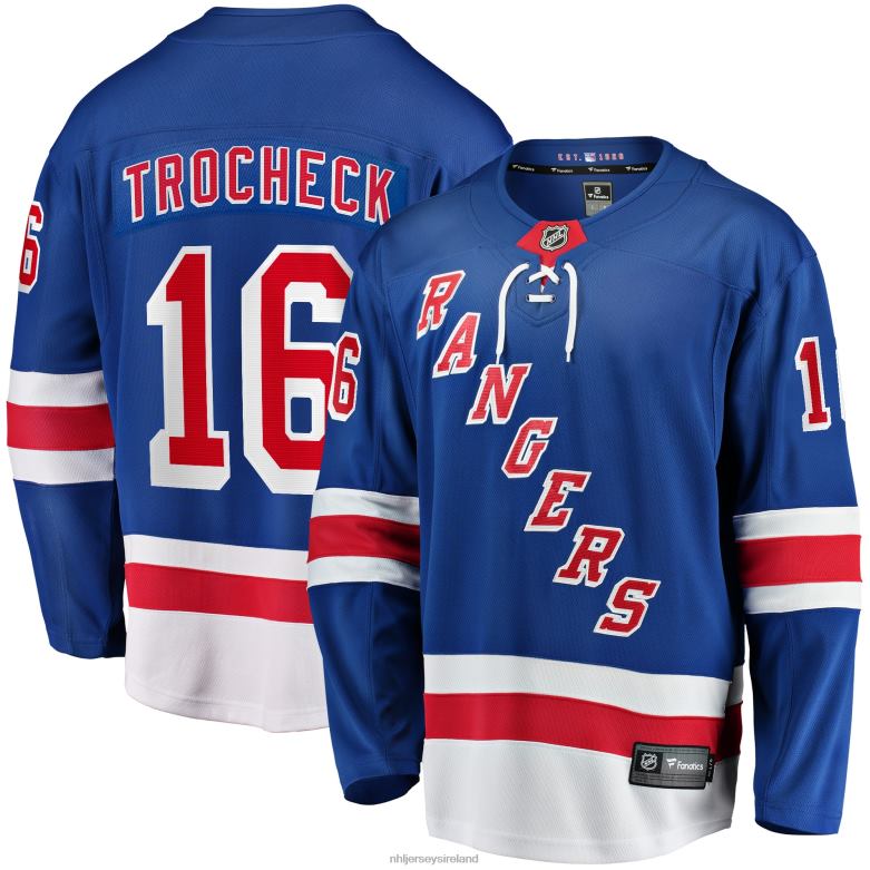 NHL Men New York Rangers Vincent Trocheck Fanatics Branded Blue Home Breakaway Player Jersey D002V608 Clothing