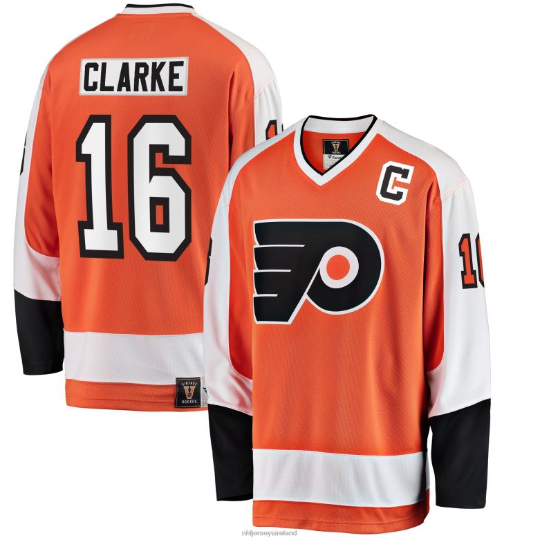 NHL Men Philadelphia Flyers Bobby Clarke Fanatics Branded Orange Premier Breakaway Retired Player Jersey D002V423 Clothing
