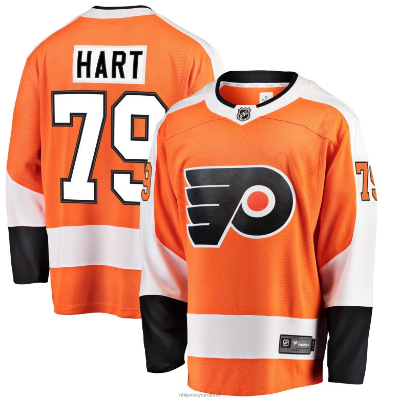 NHL Men Philadelphia Flyers Carter Hart Fanatics Branded Orange Breakaway Player Jersey D002V1839 Clothing