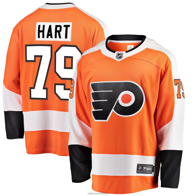 NHL Men Philadelphia Flyers Carter Hart Fanatics Branded Orange Home Premier Breakaway Player Jersey D002V517 Clothing