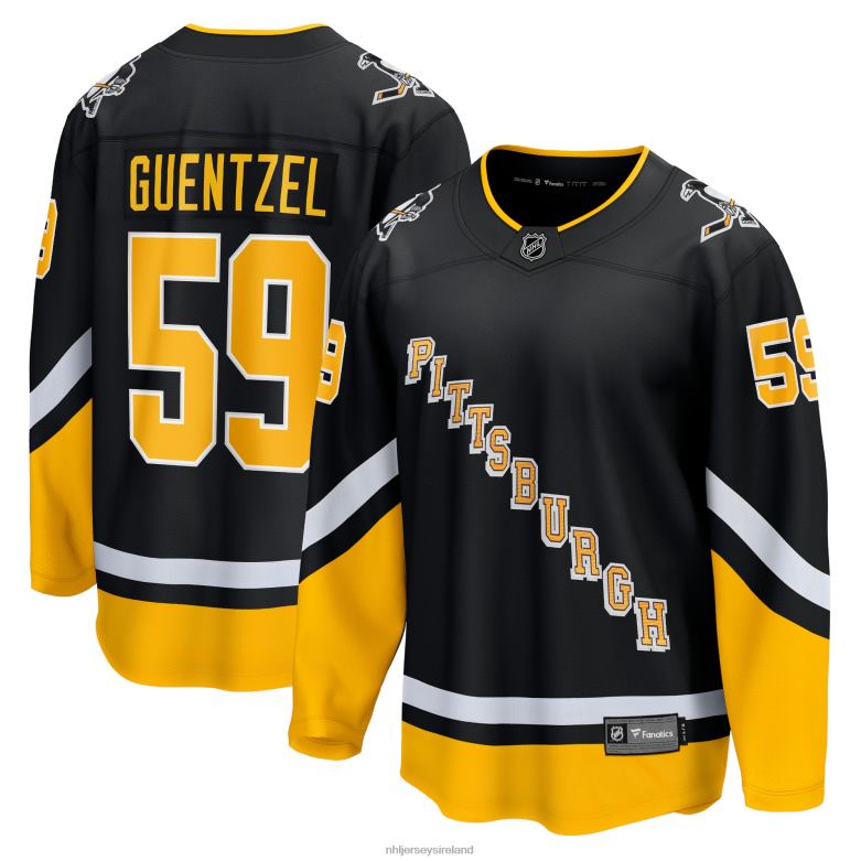 NHL Men Pittsburgh Penguins Jake Guentzel Fanatics Branded Black 2021/22 Alternate Premier Breakaway Player Jersey D002V147 Clothing