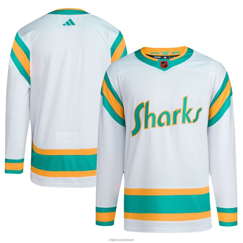 NHL Men San Jose Sharks Adidas White Reverse Retro 2.0 Authentic Blank Jersey D002V1535 Clothing