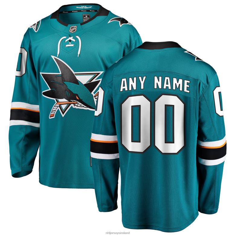 NHL Men San Jose Sharks Fanatics Branded Teal 2021/22 Home Breakaway Custom Jersey D002V490 Clothing