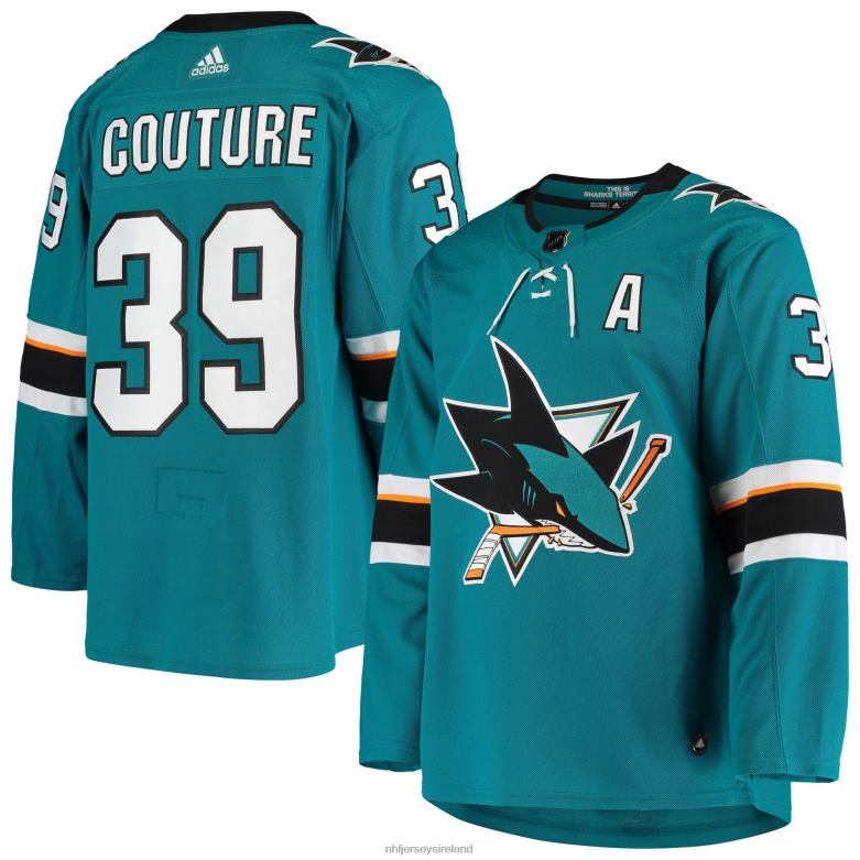 NHL Men San Jose Sharks Logan Couture Adidas Teal Home Authentic Alternate Captain Player Jersey D002V1698 Clothing