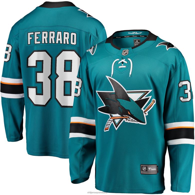 NHL Men San Jose Sharks Mario Ferraro Fanatics Branded Teal Replica Player Jersey D002V1863 Clothing