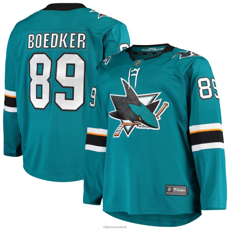 NHL Men San Jose Sharks Mikkel Boedker Fanatics Branded Teal Breakaway Home Player Jersey D002V1757 Clothing