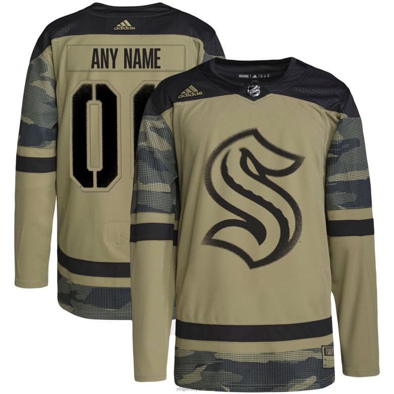 NHL Men Seattle Kraken Adidas Camo Military Appreciation Team Authentic Custom Practice Jersey D002V1917 Clothing