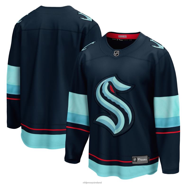 NHL Men Seattle Kraken Fanatics Branded Deep Sea Blue Home Breakaway Jersey D002V103 Clothing