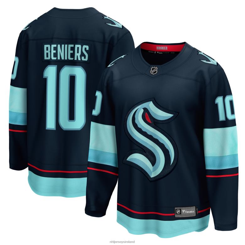 NHL Men Seattle Kraken Matty Beniers Fanatics Branded Deep Sea Blue Premier Breakaway Player Jersey D002V35 Clothing