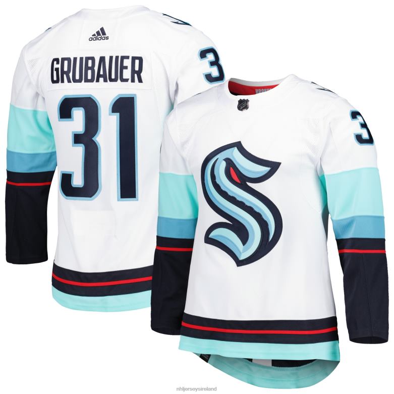 NHL Men Seattle Kraken Philipp Grubauer Adidas White Primegreen Authentic Pro Away Player Jersey D002V1129 Clothing