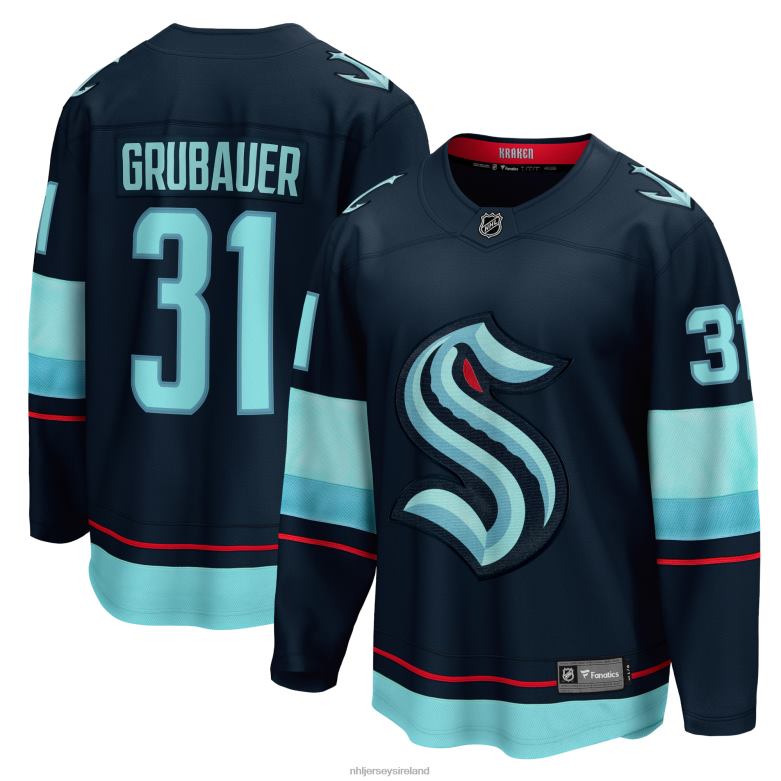 NHL Men Seattle Kraken Philipp Grubauer Fanatics Branded Deep Sea Blue Home Premier Breakaway Player Jersey D002V71 Clothing