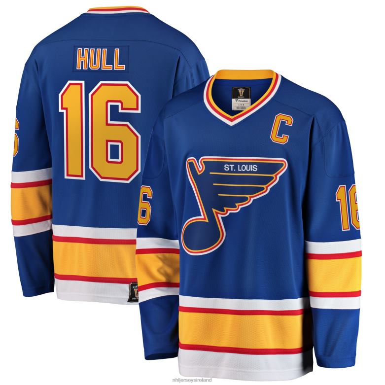 NHL Men St. Louis Blues Brett Hull Fanatics Branded Blue Premier Breakaway Retired Player Jersey D002V197 Clothing