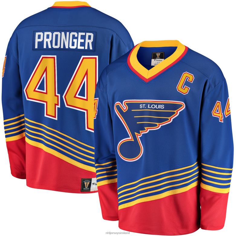 NHL Men St. Louis Blues Chris Pronger Fanatics Branded Blue Breakaway Retired Player Jersey D002V500 Clothing