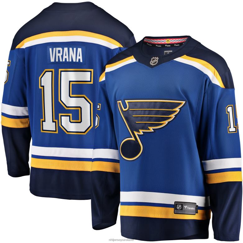 NHL Men St. Louis Blues Jakub Vrana Fanatics Branded Blue Home Breakaway Jersey D002V840 Clothing