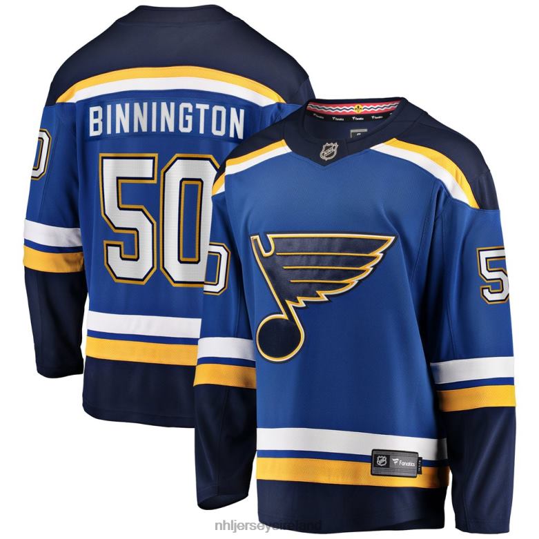 NHL Men St. Louis Blues Jordan Binnington Fanatics Branded Royal Home Premier Breakaway Player Jersey D002V211 Clothing