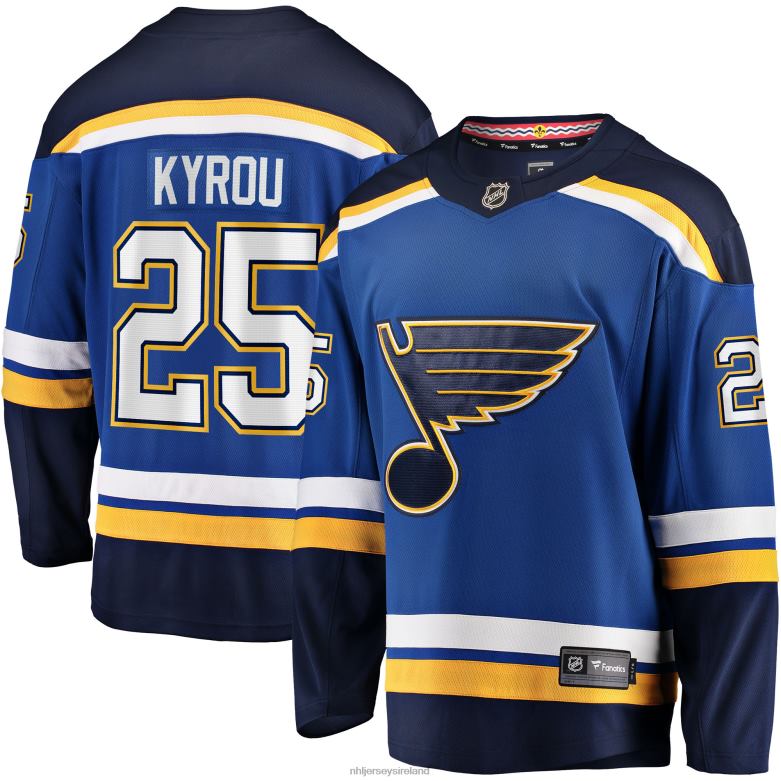 NHL Men St. Louis Blues Jordan Kyrou Fanatics Branded Blue Home Team Breakaway Player Jersey D002V460 Clothing