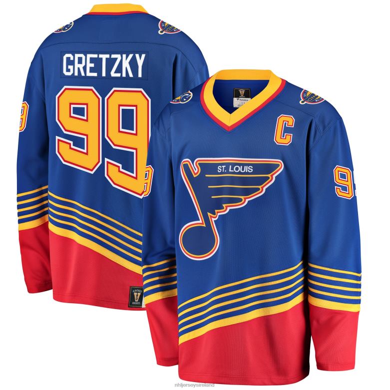 NHL Men St. Louis Blues Wayne Gretzky Fanatics Branded Blue Premier Breakaway Retired Player Jersey D002V157 Clothing